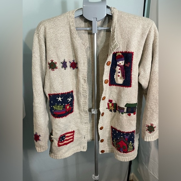 Vintage Marisa Christina sweater‎ cardigan. Cute patch designs. Size 1X - Picture 1 of 11
